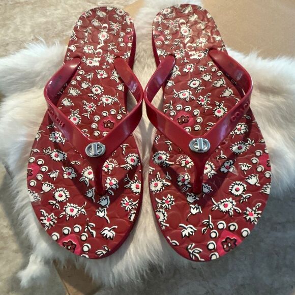 Coach Shoes - COACH Red Flip Flops